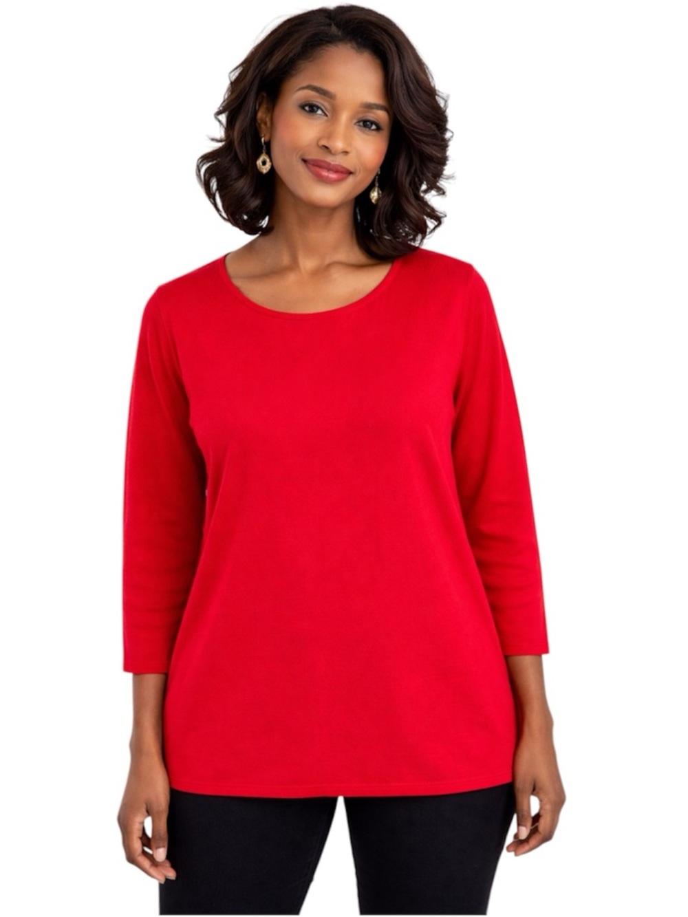 NEW TAHARI Christmas Red Knit Tunic Top Relaxed Office Momcore Size 2X